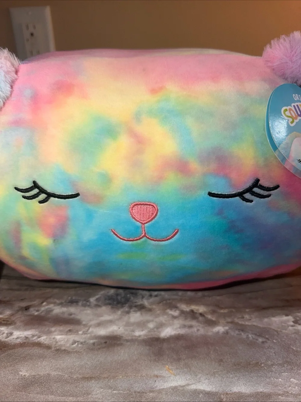Squishmallows Rainbow CANDY Tie-Dye Bunny Plush - Pink Blue Yellow
